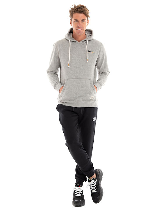 Jack & Jones Herren Sweatshirt mit Kapuze und Taschen Gray