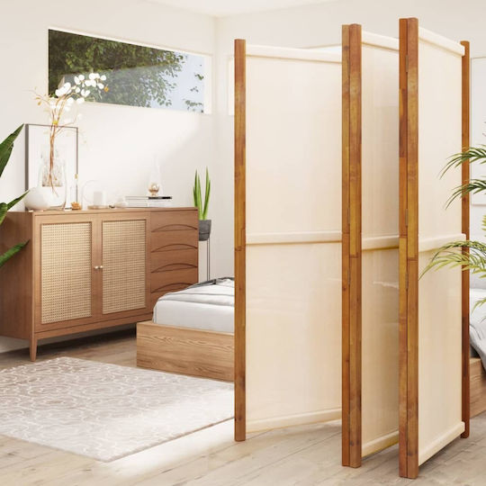 vidaXL Dekorativer Raumteiler Stoff mit 5 Paneelen White Cream 350x180cm