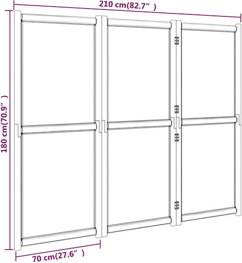 vidaXL Decorativ Paravan Tesatura cu 3 Panouri White Cream 210x180cm
