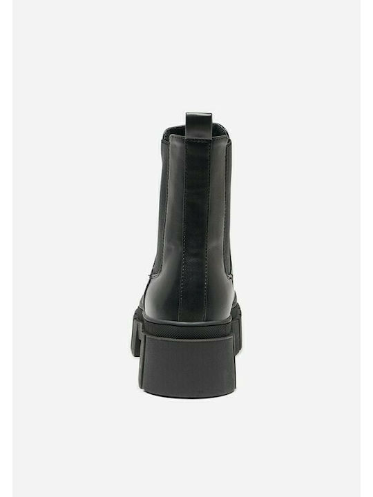 Leder Damen Chelsea Stiefeletten Schwarz