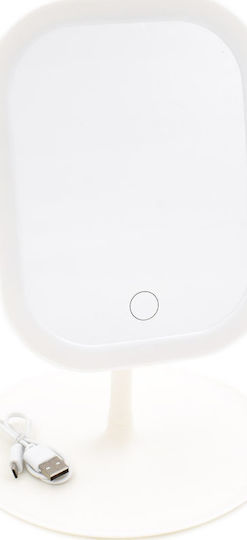Andowl Makeup Mirror Tabletop with Light 14.4x15.3cm White