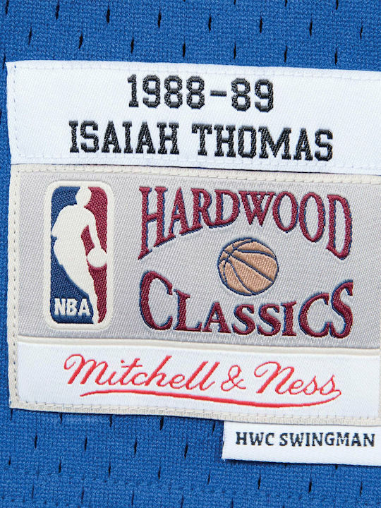 Detroit Pistons Isiah Thomas Short Sleeve Athletic Blouse Blue