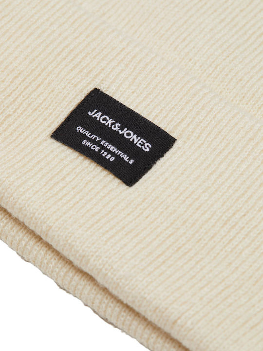 Beanie Beanie with Rib Knit in Ecru color