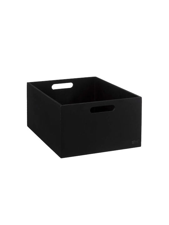5Five Wooden Storage Box with Lid Black 3pcs