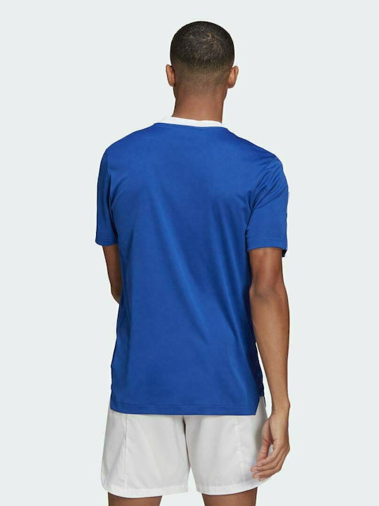 Adidas Tiro 21 Jersey Men's Athletic T-shirt Short Sleeve with V-Neck Blue