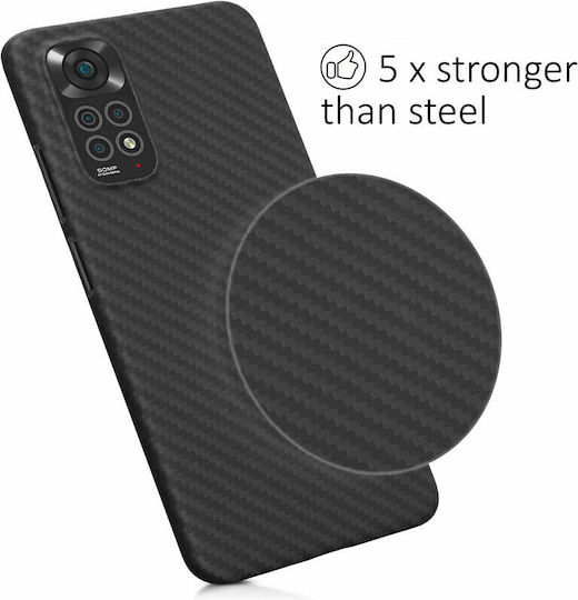 Kalibri Fiber Body Armor Umschlag Rückseite Aramid Fiber Black Matte (Redmi Note 11 / 11S 4G)