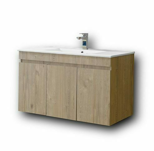 Martin Omega 90 Blat cu Lavoar & Oglindă cu lumină Melamină L87xW44xH60cm Bej