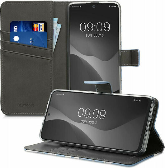 KWmobile Magnolias Wallet Δερματίνης Taupe / White / Blue / Grey (Redmi Note 11 Pro+ 5G)