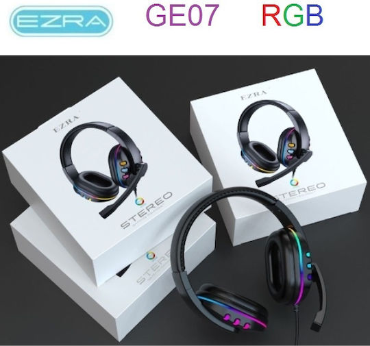 Ezra GE07 Over Ear Gaming Headset cu conexiune 3,5mm / USB Negru