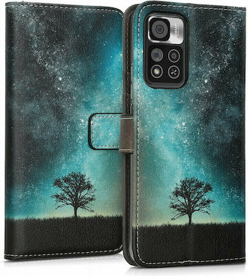 KWmobile Galaxy Tree Meadow Umschlag Rückseite Synthetisches Leder / Kunststoff Blue / Grey / Black (Redmi Note 11 Pro+ 5G) 58909.02