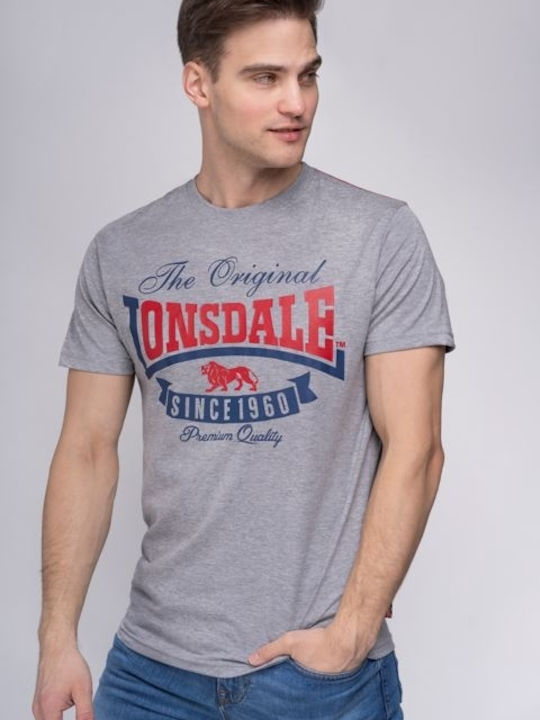 Lonsdale Corrie Men's Athletic T-shirt Short Sleeve Gray