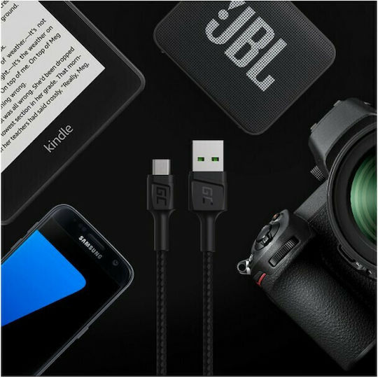 Green Cell PowerStream Braided USB 2.0 Cablu USB-C bărbătesc - USB-A 60W Negru 2m (KABGC19)