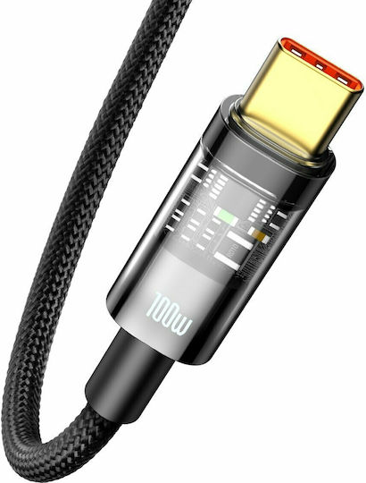 Baseus Explorer Geflochtenes LED USB 2.0 Kabel USB Typ-C männlich - USB-A 100W PD Schwarz 1m CATS000201