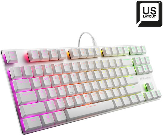 Sharkoon PureWriter TKL RGB Gaming Mechanical Keyboard Tenkeyless with Kailh Red switches and RGB lighting (English US) White