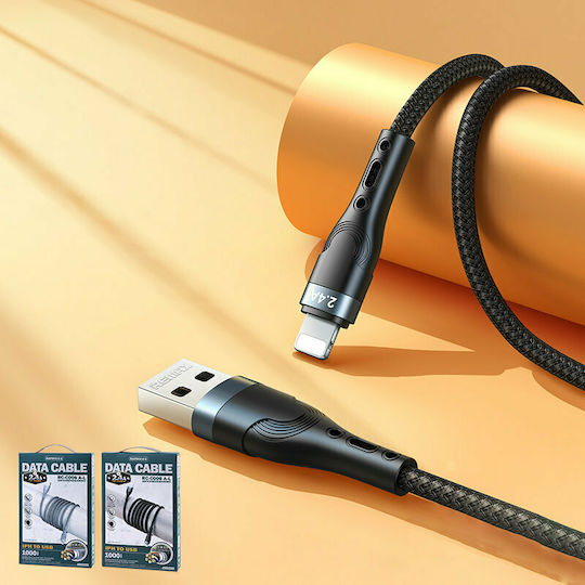 Remax RC-C006 Geflochten USB-A zu Lightning Kabel Silber 1m