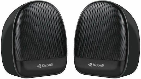 Kisonli KS-08 Ηχεία Υπολογιστή 2.0 με Ισχύ 6W Μαύρα