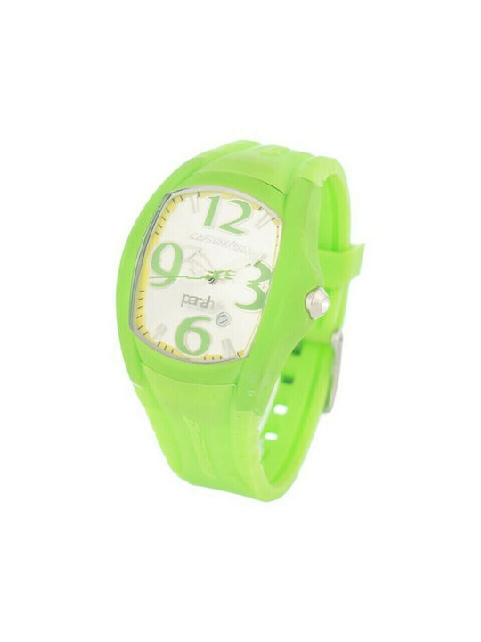 Chronotech Watch Battery with Green Rubber Strap CT7134M-07