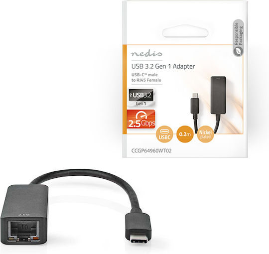 Nedis CCGP64960WT02 USB-C Network Adapter with Wired Ethernet Connection