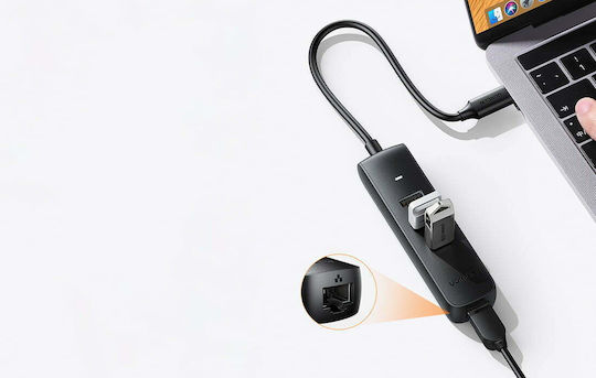 Ugreen CM416 Hub 3 Θυρών USB 2.0 με σύνδεση USB-A / Ethernet
