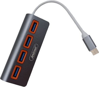 Andowl USB 3.0 Hub 4 Θυρών με σύνδεση USB-C