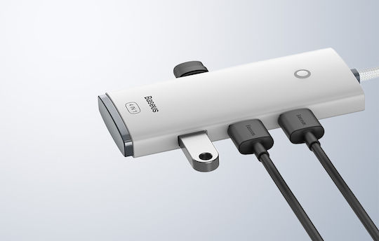 Baseus Lite Series 2м USB Хъб с 5 USB 3.0 Порта и USB-C Връзка Бял