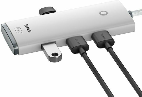 Baseus Lite Series 2м USB Хъб с 5 USB 3.0 Порта и USB-C Връзка Бял