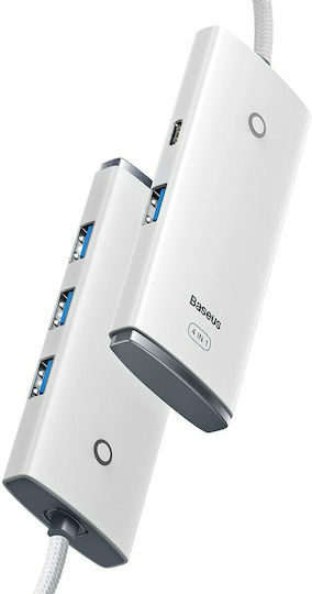 Baseus Lite Series 2м USB Хъб с 5 USB 3.0 Порта и USB-C Връзка Бял