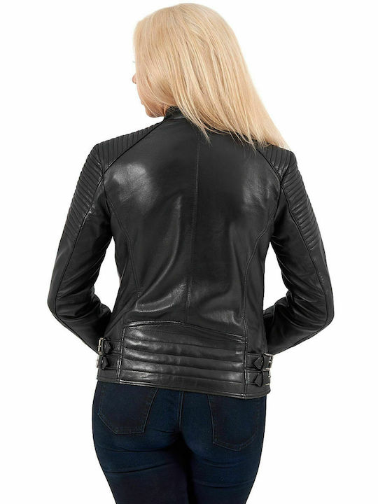 CALYPSO SHEEP BLACK - AUTHENTIC WOMEN'S BLACK LEATHER JACKET