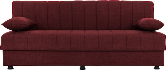 Andri Canapea Cu Trei Locuri Pat Cu Spațiu De Depozitare Burgundy 180x72x77cm