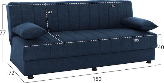 Andri Dreisitzer Sofa Bett Mit Stauraum Blau 180x72x77cm