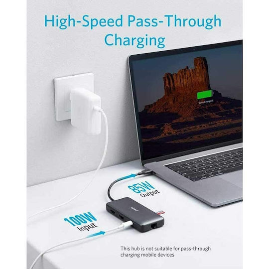 Anker PowerExpand USB-C Docking Station with HDMI 4K PD Ethernet Silver