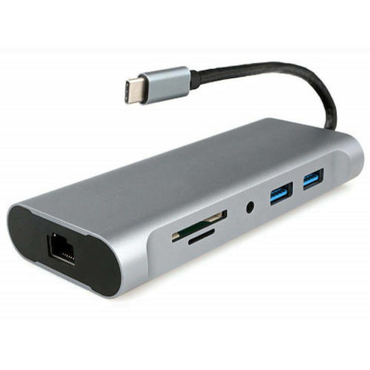 Gembird USB-C Docking Station with HDMI 4K PD Ethernet Gray (A-CM-COMBO7-01)