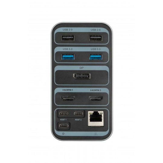 Xtorm MOB XWD001 Dockingstation für Laptops mit USB-C / Dual USB-C HDMI/DisplayPort 4K Ethernet und Verbindung 2 Monitore Grau