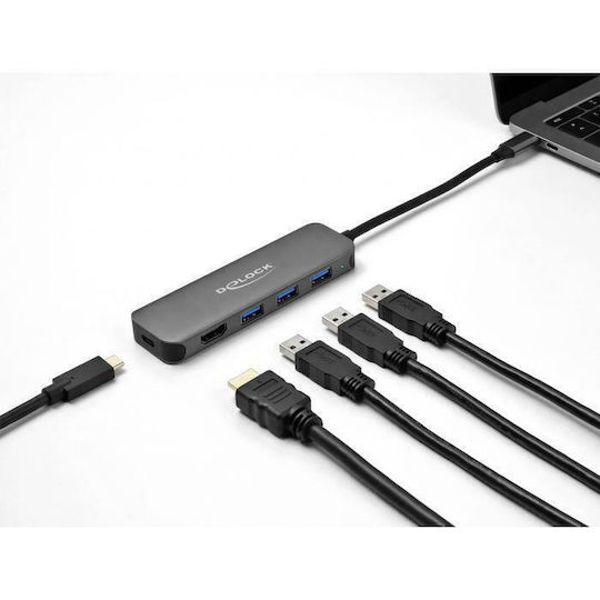 DeLock USB-C Stație de andocare cu HDMI 4K PD Gri (64171)