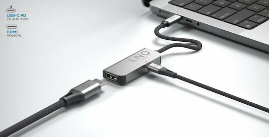 LinQ USB-C Docking Station με HDMI 4K PD Γκρι (LQ48000)