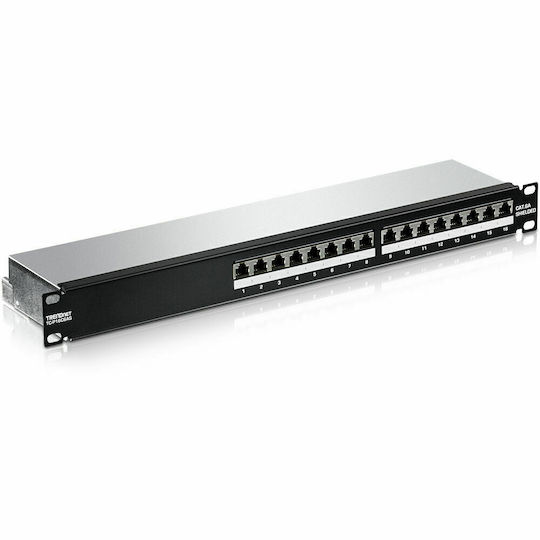 Trendnet Panou Patch Ecranat pentru Rack 1U 19" 16 Porturi cat6a Negru