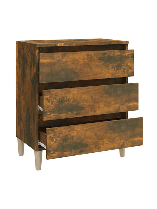 Wooden Chest of Drawers with 3 Drawers Καπνιστή Δρυς 60x35x69cm