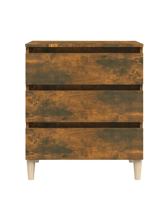Wooden Chest of Drawers with 3 Drawers Smoked Oak 60x35x69cm