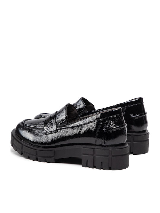 Leather Women's Moccasins in Black Color