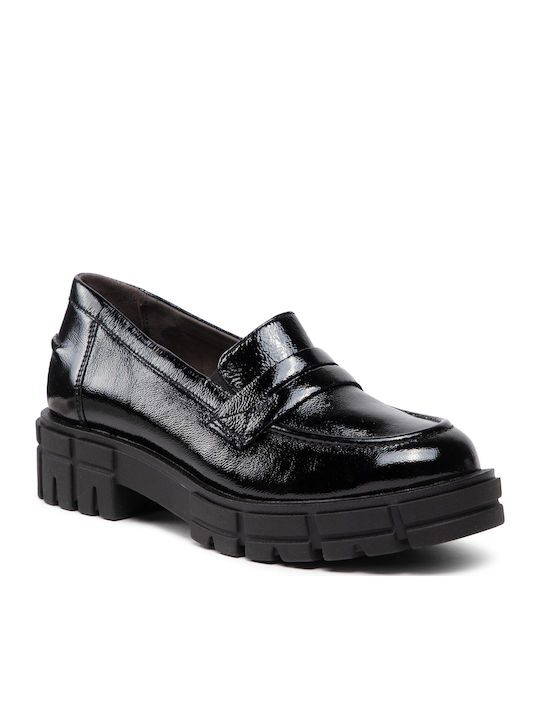 Leather Women's Moccasins in Black Color