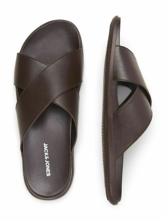 Leather Men's Sandals Brown Stone