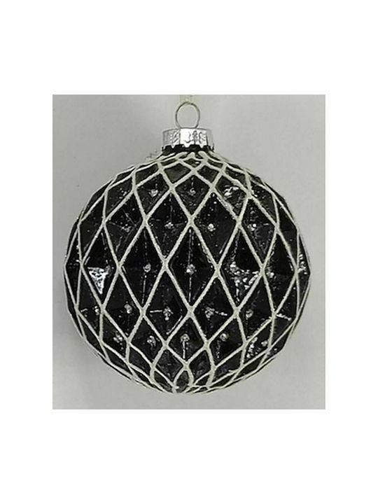 Hanging Ball Ornament Glass Black Set 6pcs