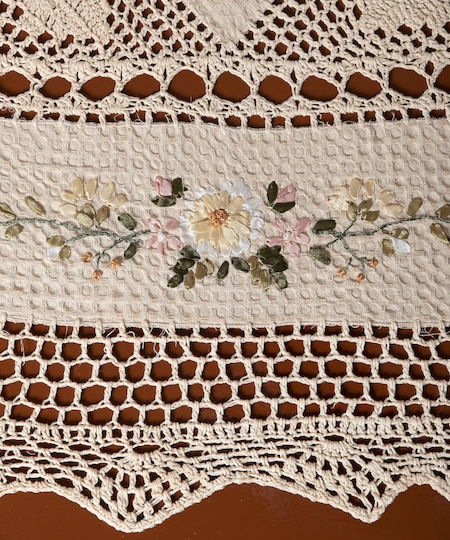 Silk Fashion 3509 Плетена Екрю Покривка За Маса 85x85см