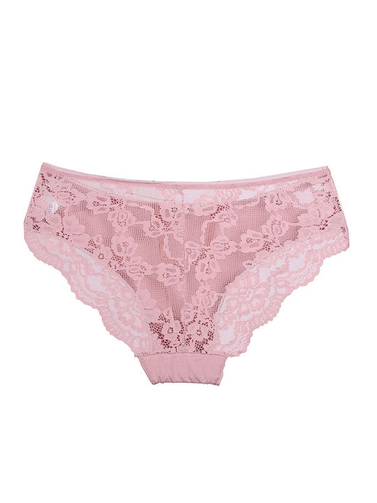 Women's leopard briefs with lace Pink