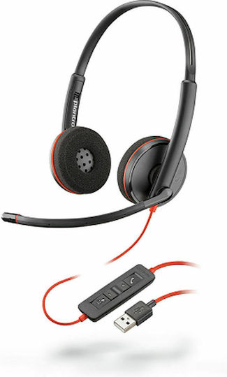 Poly Blackwire 3220 Auf dem Ohr Multimedia-Headsets mit Mikrofon und Verbindung USB-A in Schwarz Farbe