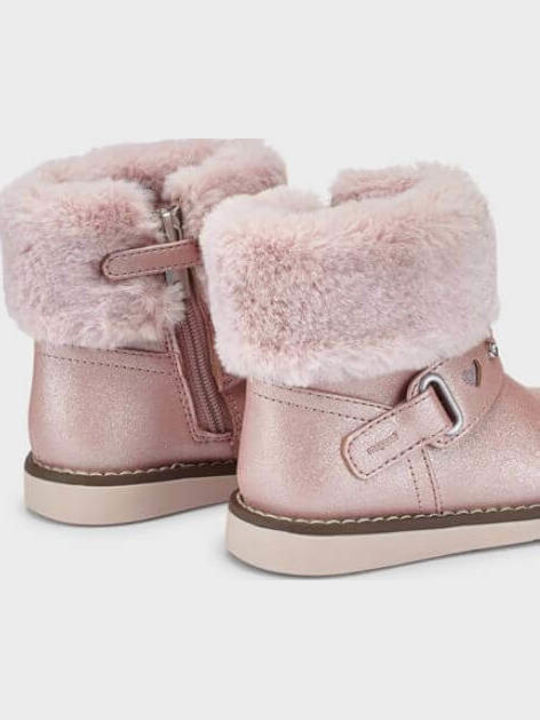 Anatomisch Lederne Kinderstiefeletten mit Reißverschluss Rosa