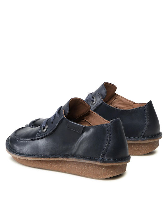 Funny Dream Women's Leather Oxford Shoes Navy Blue