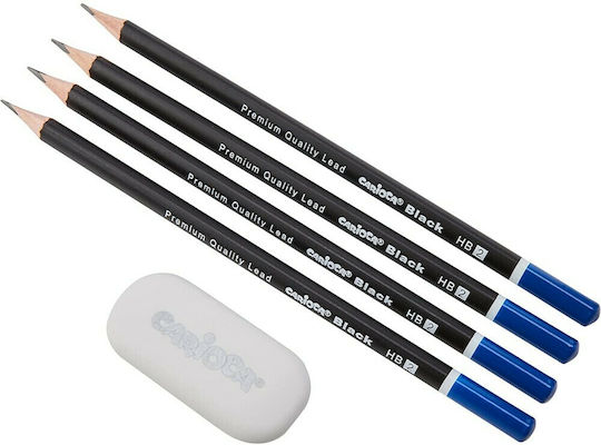 Carioca Pencil HB Set with Eraser Black 4pcs C