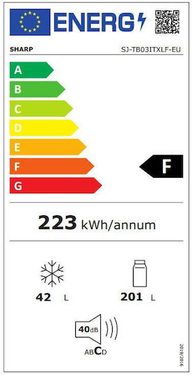Sharp Ψυγείο Δίπορτο 243lt Υ160xΠ54xΒ56εκ. Inox SJ-TB03ITXLF