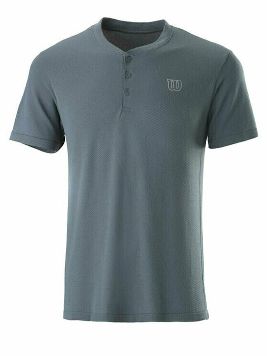 Wilson Power Seamless Henley II WRA789102 Herren Tennisbekleidung Grau